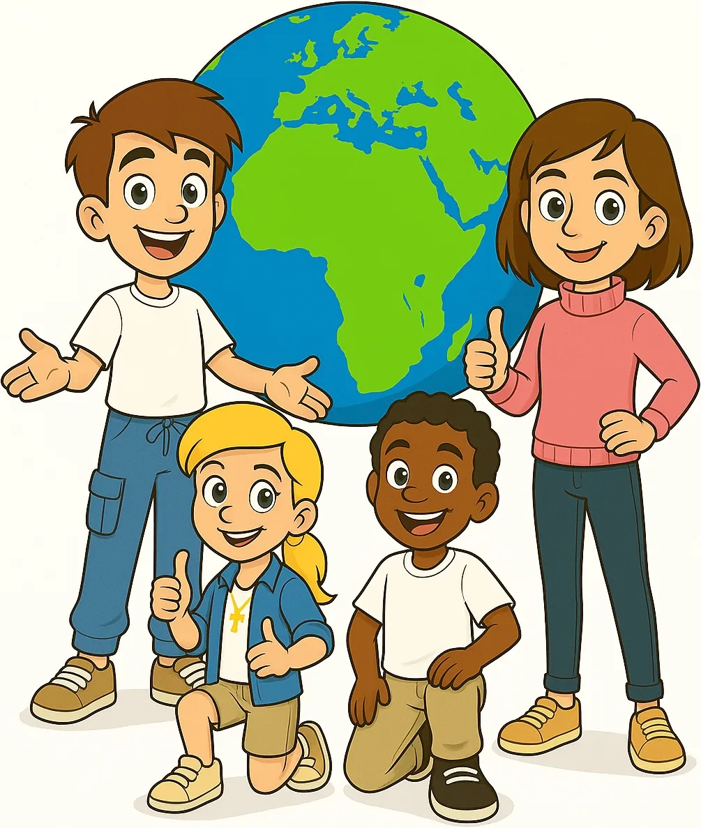 Enfants autour du globe terrestre