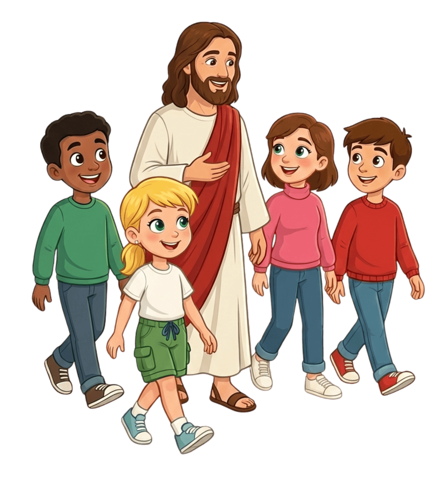 Jésus joue au foot avec des enfants