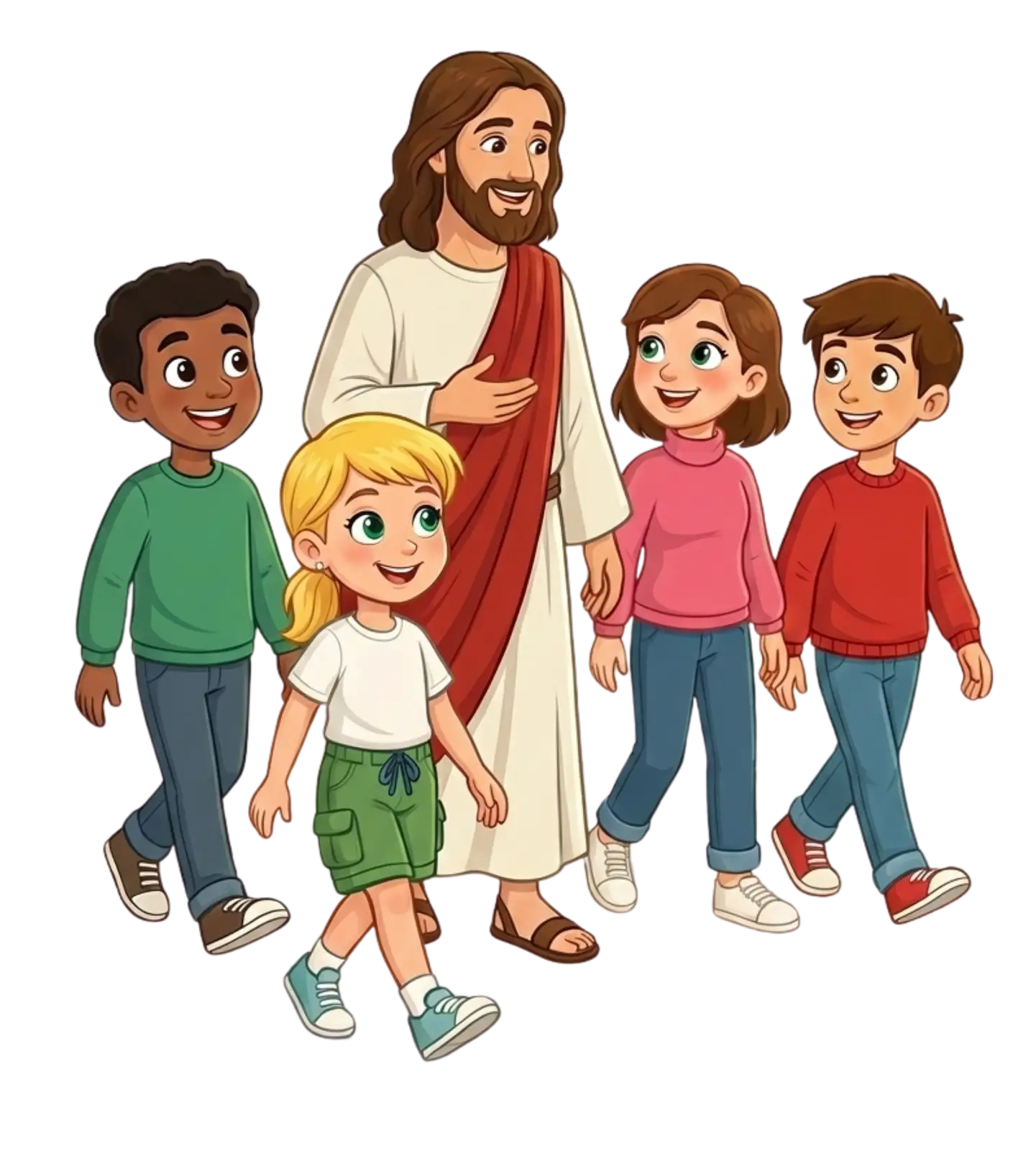 Jésus joue au foot avec des enfants